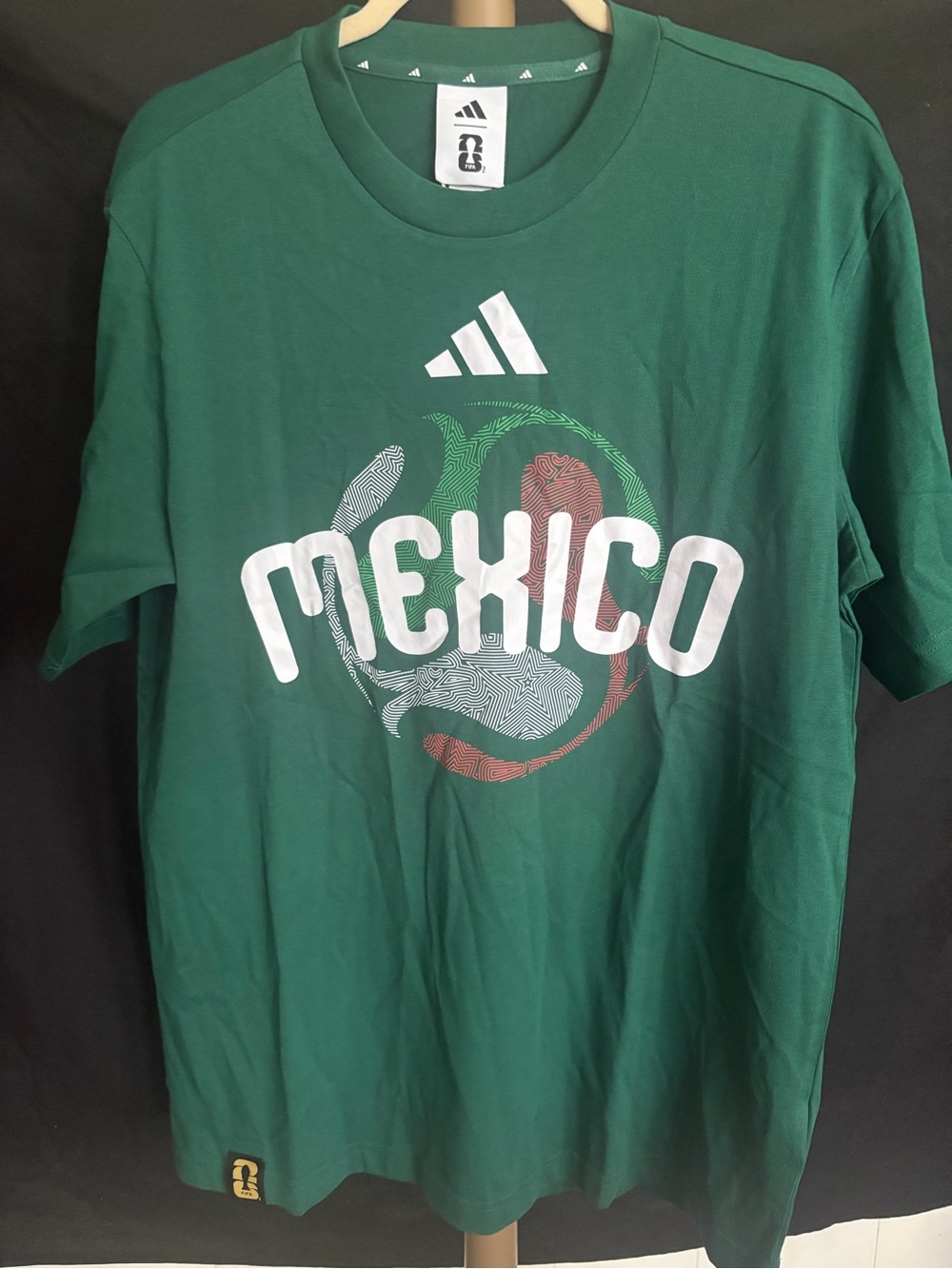 adidas Green Graphic FIFA Tee with White Accents